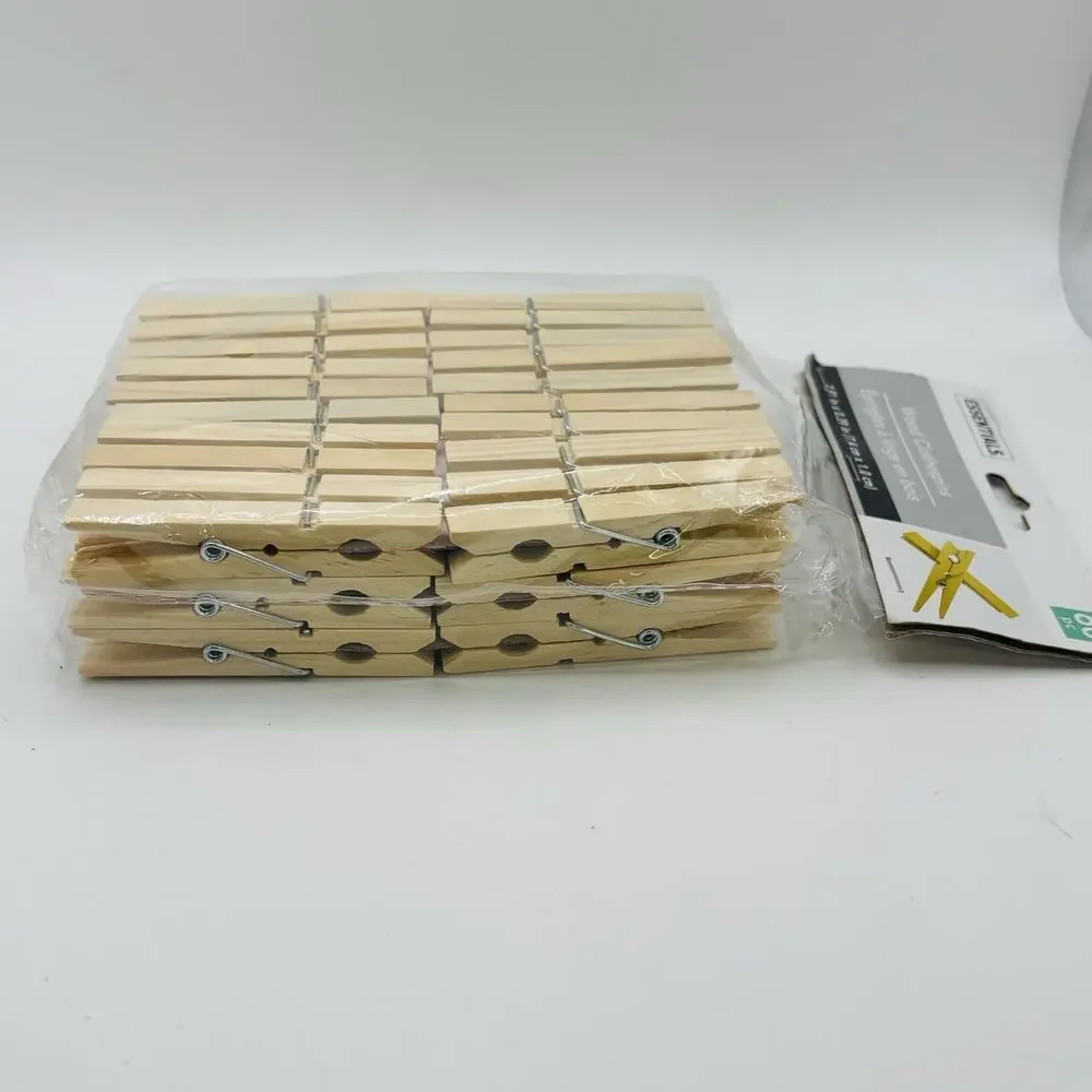 ESSENTIALS Wood Clothespins – 60 Count (Brand New in Package) 2.91 X 0.39. New!